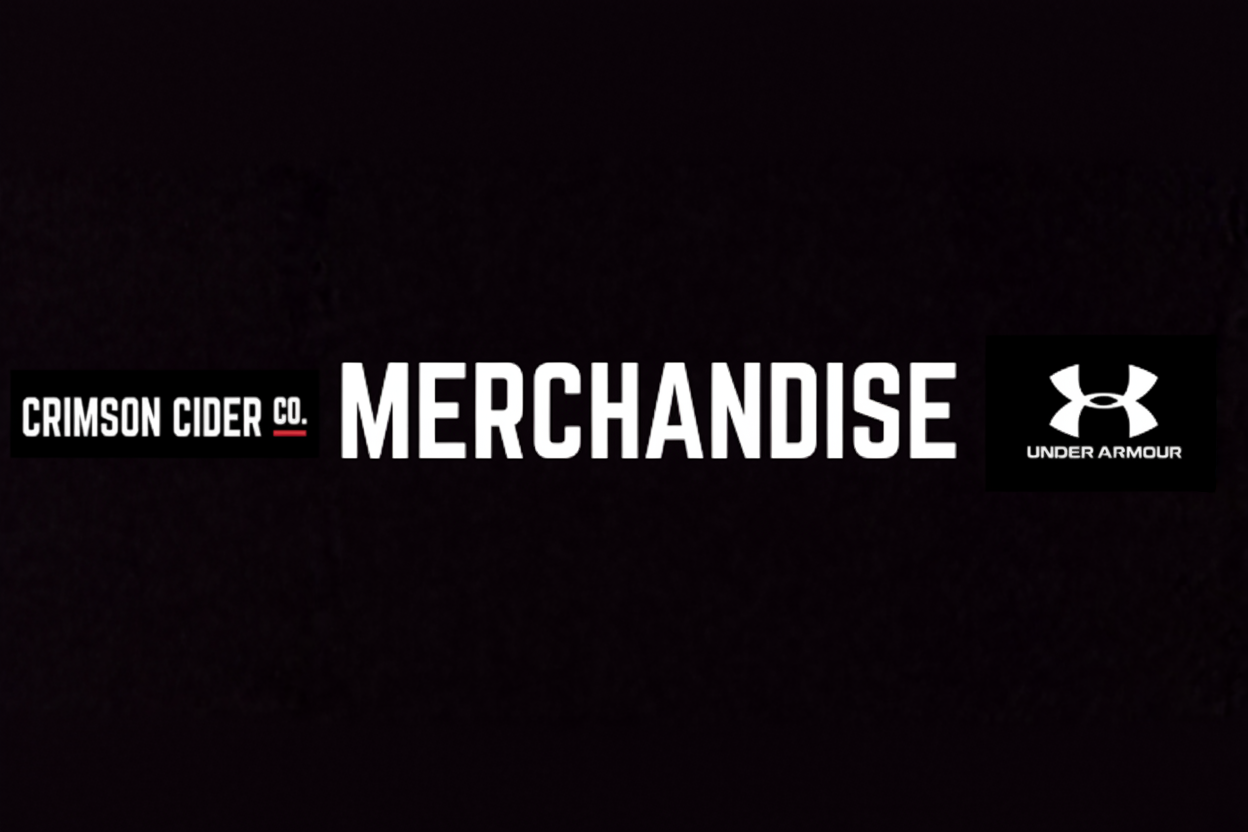 Black banner with 'Crimson Cider Co.' and 'Under Armour' logos.